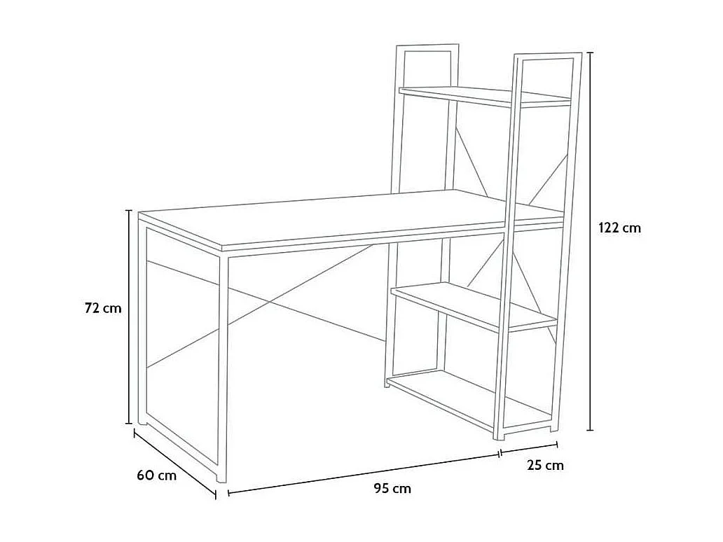 Scrivania angolare stile industriale 120x60 Cecilia