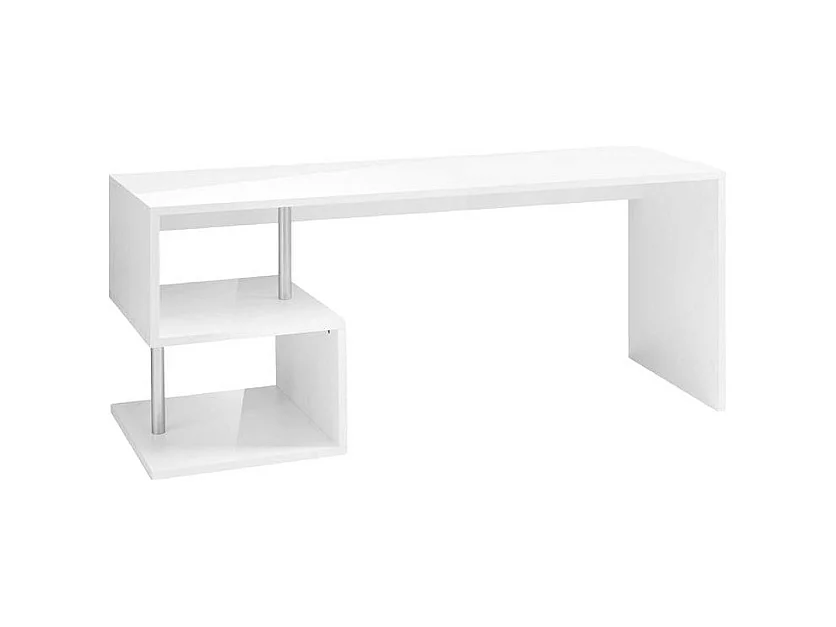 Scrivania 180x60 legno bianco stile moderno studio e lavoro Vincenzo