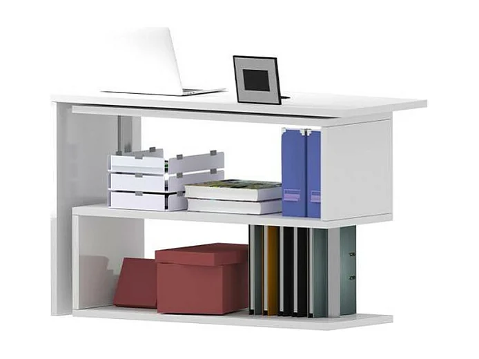 Scrivania angolare 120x50 girevole 2 ripiani multifunzionale Ornella