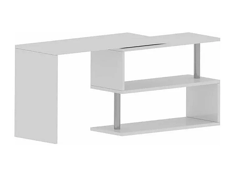 Scrivania angolare 120x50 girevole 2 ripiani multifunzionale Ornella