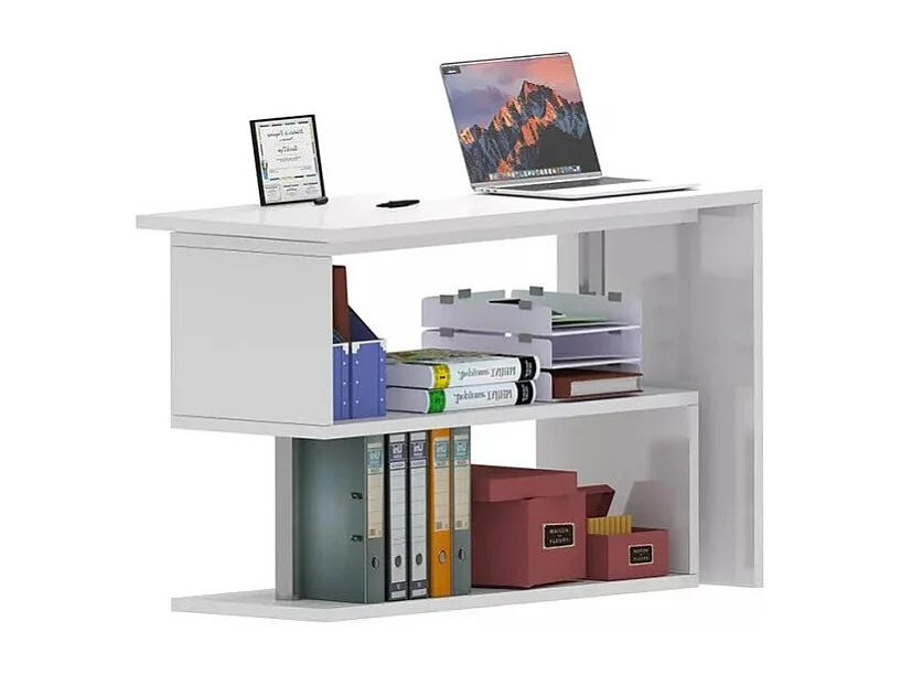 Scrivania angolare 120x50 girevole 2 ripiani multifunzionale Ornella