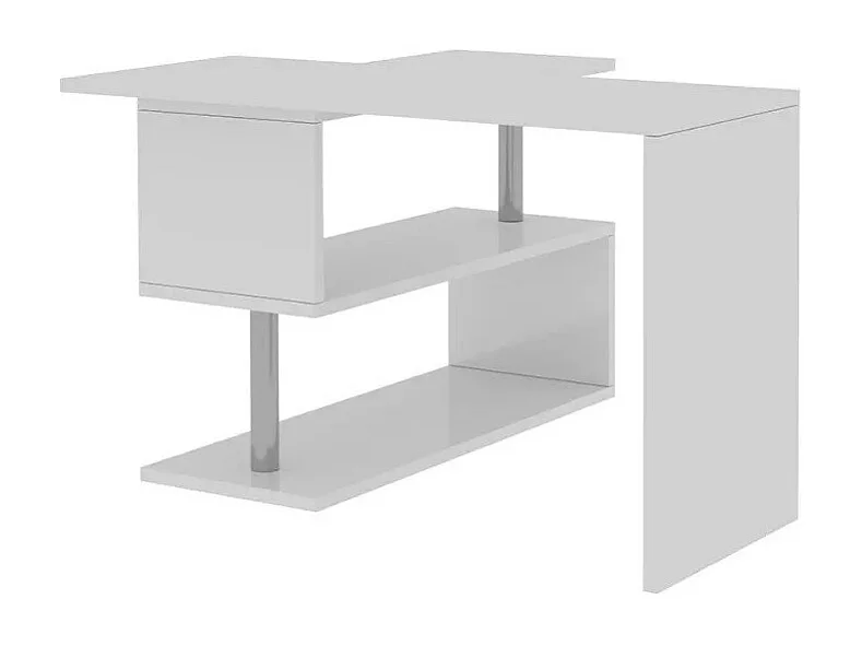 Scrivania angolare 120x50 girevole 2 ripiani multifunzionale Ornella