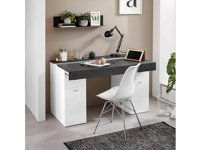 Scrivania 130x60 con piano scorrevole per camera e ufficio Ugo