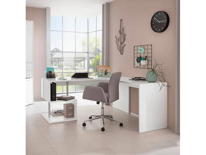 Moderne Eckschreibtisch Büro Design 180x160 cm weiß Vilnis