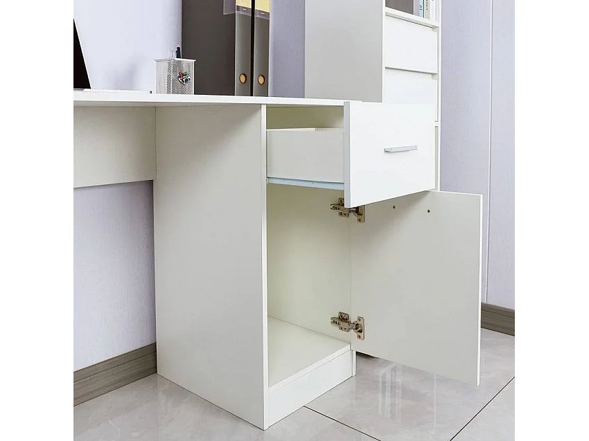 Escritorio de oficina moderno que ocupa poco espacio con puerta y cajón 110x45x77 cm Lythes Light
