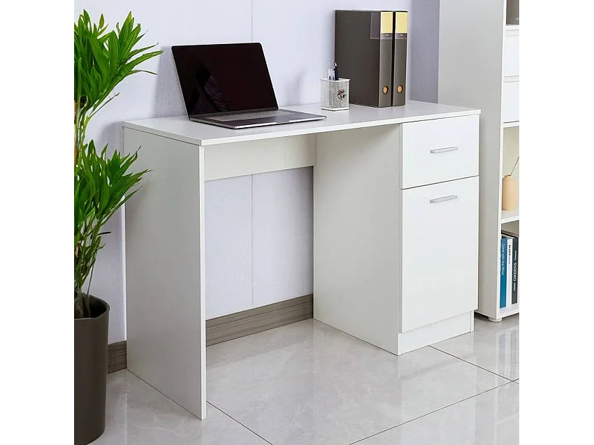 Escritorio de oficina moderno que ocupa poco espacio con puerta y cajón 110x45x77 cm Lythes Light