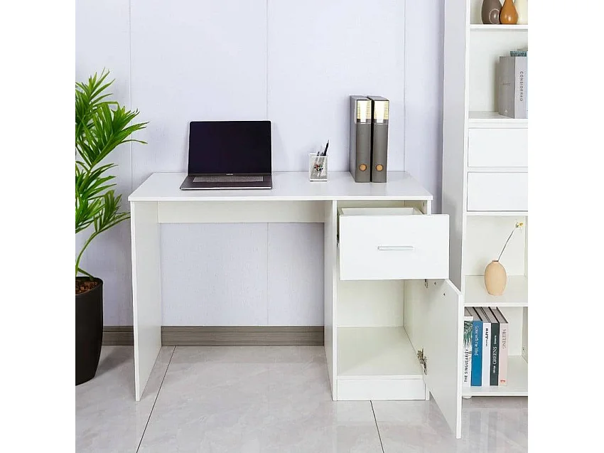 Escritorio de oficina moderno que ocupa poco espacio con puerta y cajón 110x45x77 cm Lythes Light