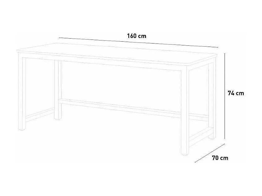 Escritorio de oficina design blanco metal rectangular 160x70cm Bridgewhite 160 - Natural
