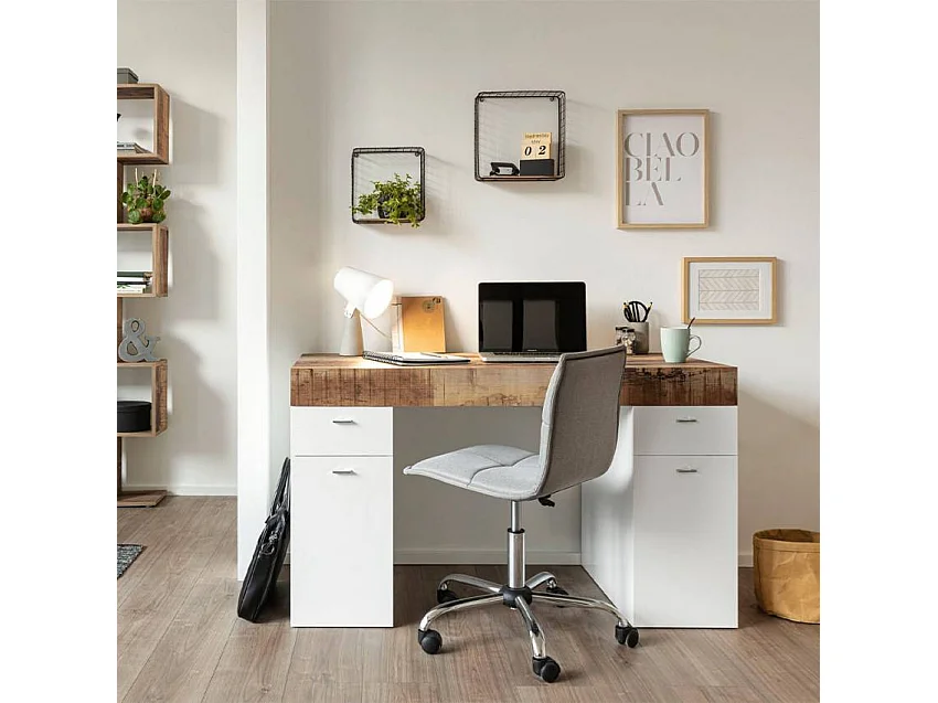 Scrivania da salotto 130x60 con piano scorrevole compatto Olivia