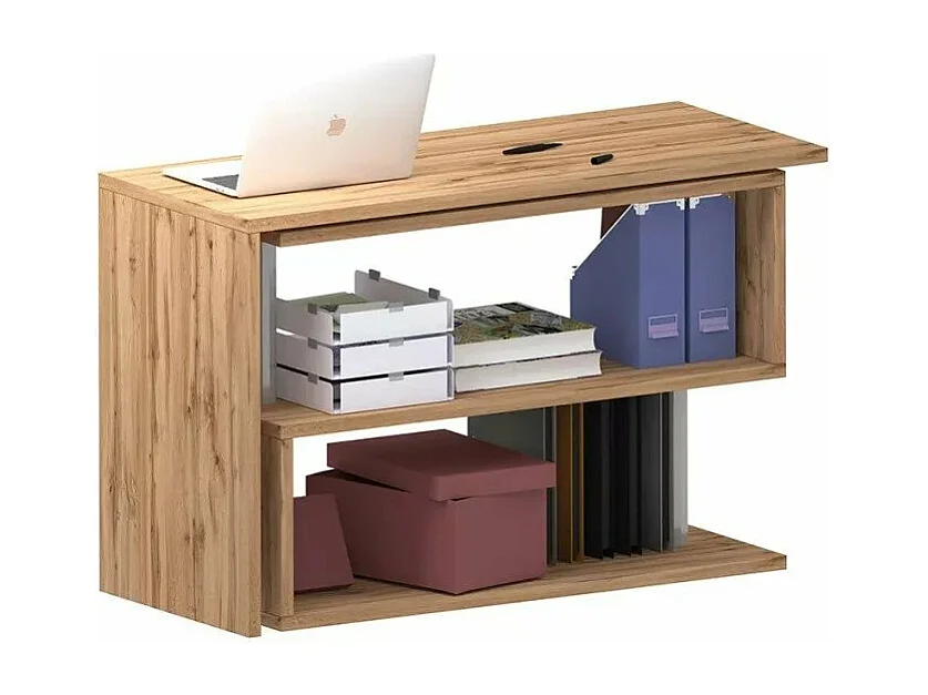 Drehbarer Eckschreibtisch aus Holz mit 2 Regalböden Volta WD