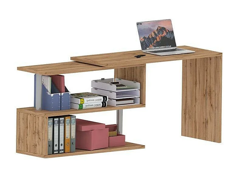 Scrivania angolare 120x50 girevole con 2 ripiani multifunzionale Paola