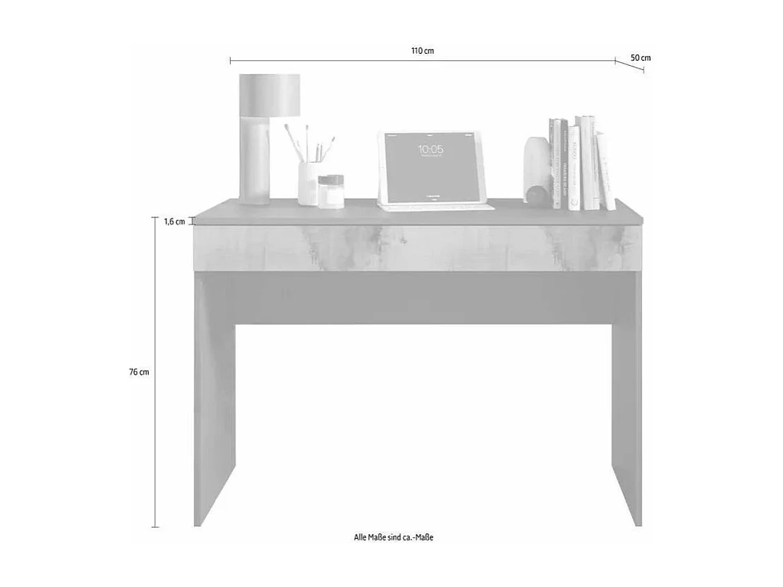 Büromöbel moderner platzsparender Schreibtisch mit Schublade 110x50x76cm Liam - Schwarz