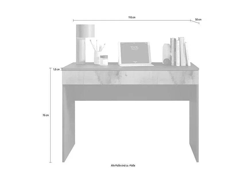 Bureau moderne avec rangement 110x50x76 cm étude et travail CHARLIE