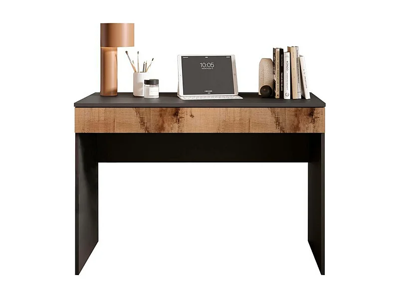 Büromöbel moderner platzsparender Schreibtisch mit Schublade 110x50x76cm Liam - Schwarz