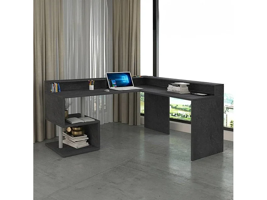 Esse 2 A Plus escritorio esquinero para oficina y hogar con un diseño moderno - Negro