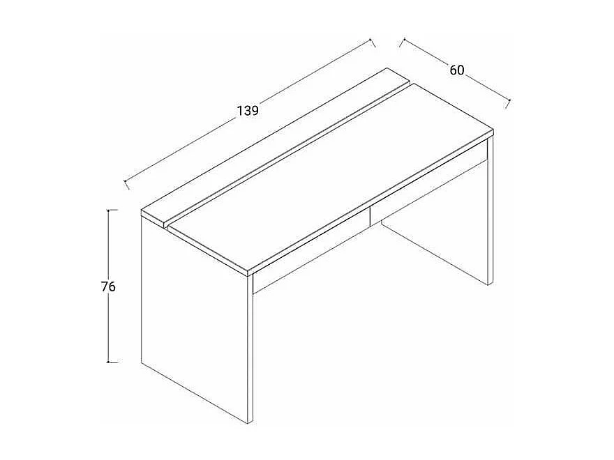 Bureau pour teletravail 140x60 moderne robuste 2 tiroirs GINA