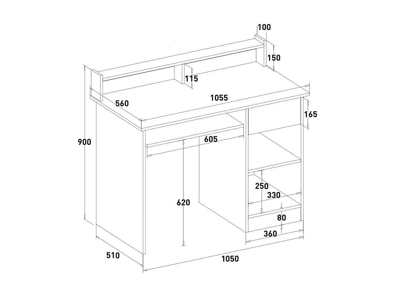 Scrivania compatta alta 106x56 con cassetto e piano scorrevole Renata