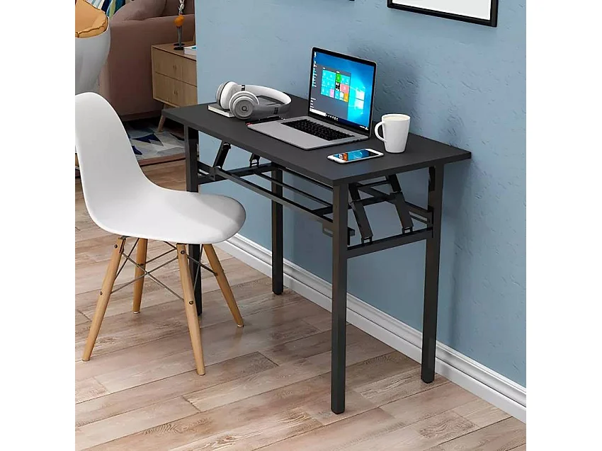 Escritorio oficina plegable salvaespacio teletrabajo Foldesk 100 x 60 cm - Negro