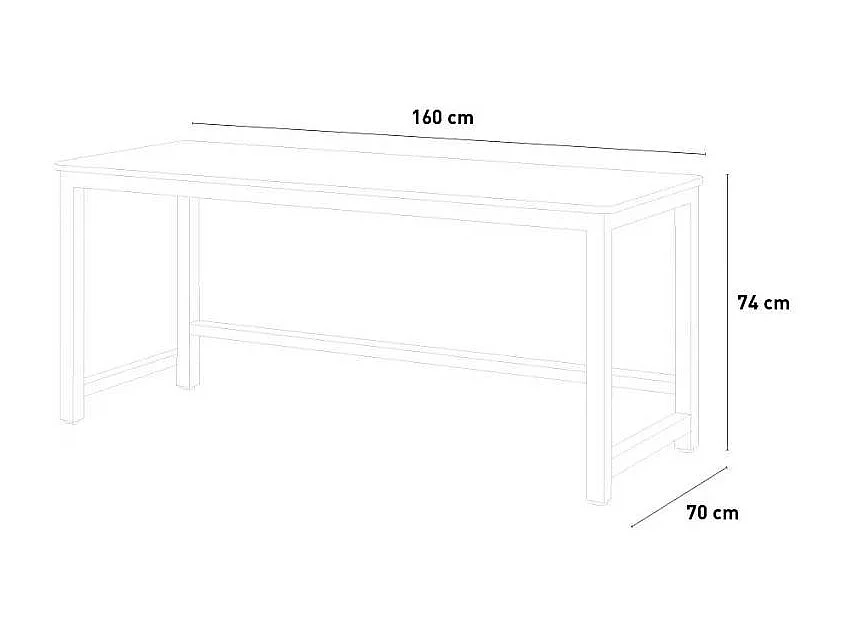 Bureau d'études télétravail 160x70 en métal minimaliste WHEYY