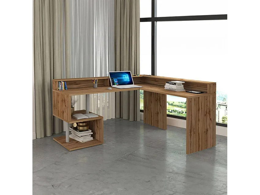 Esse 2 A Plus escritorio esquinero para oficina y hogar con un diseño moderno - Roble