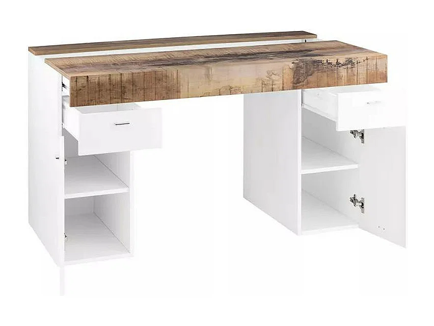 Scrivania 130x60 cm con piano scorrevole cassetto design moderno Ivana