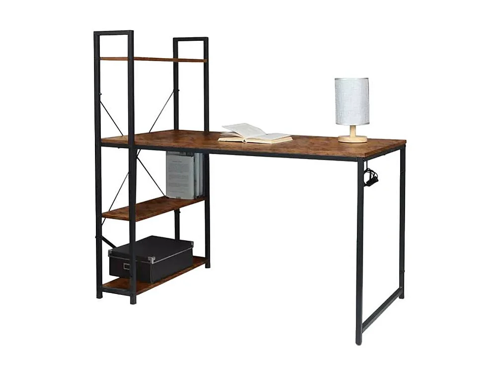 Escritorio de oficina de diseño industrial con librería metálica abierta 120x62 Cambridge