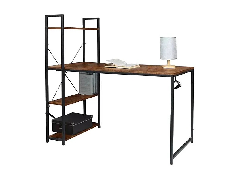 Escritorio de oficina de diseño industrial con librería metálica abierta 120x62 Cambridge