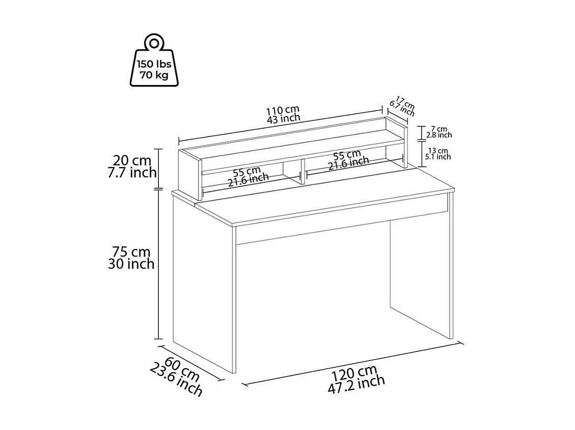 Escritorio de diseño moderno color negro de madera con estante puerta abatible 120cm Heaton