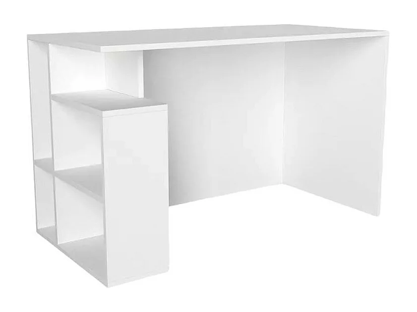 Mesa de escritorio oficina moderna blanca con estantes 120x60x74 cm Labran