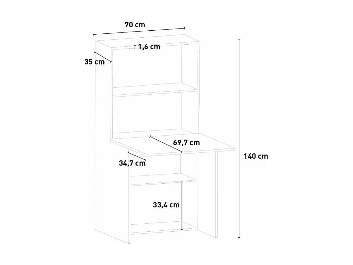 Scrivania pieghevole 70x35 con armadio e scaffale retrattile Marta