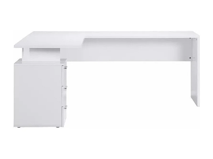 Bureau d'angle moderne 180x160 commode 3 tiroirs AMELIA