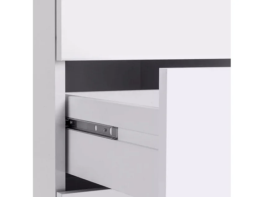 Bureau d'angle moderne 180x160 commode 3 tiroirs AMELIA