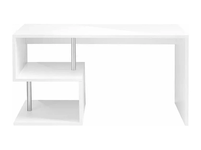 Bureau moderne 140x60 blanc design élégant étagères ouvertes MIKE