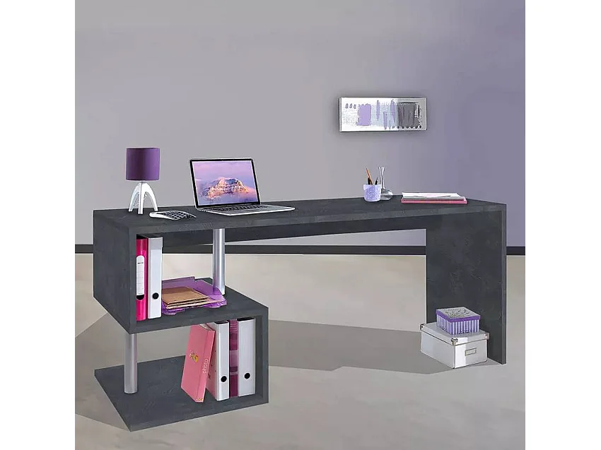 Scrivania moderna antracite 180x60 per lavoro e studio Bruno