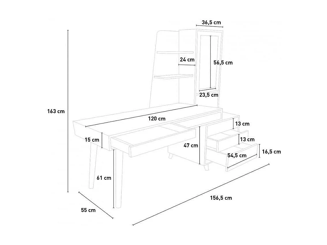 Scrivania design moderno 120x55 cm con compartimento Luca