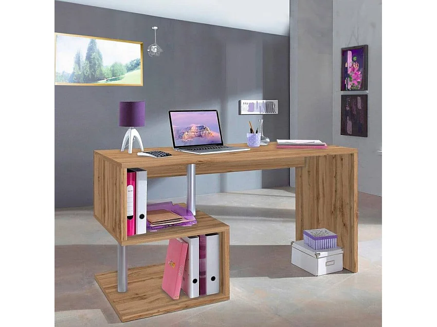 Bureau bois design moderne 140x60cm compact LAZAR