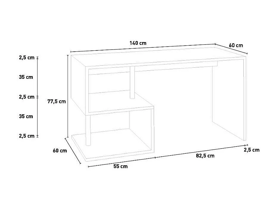 Scrivania in legno di design moderno 140x60cm compatta Ivan