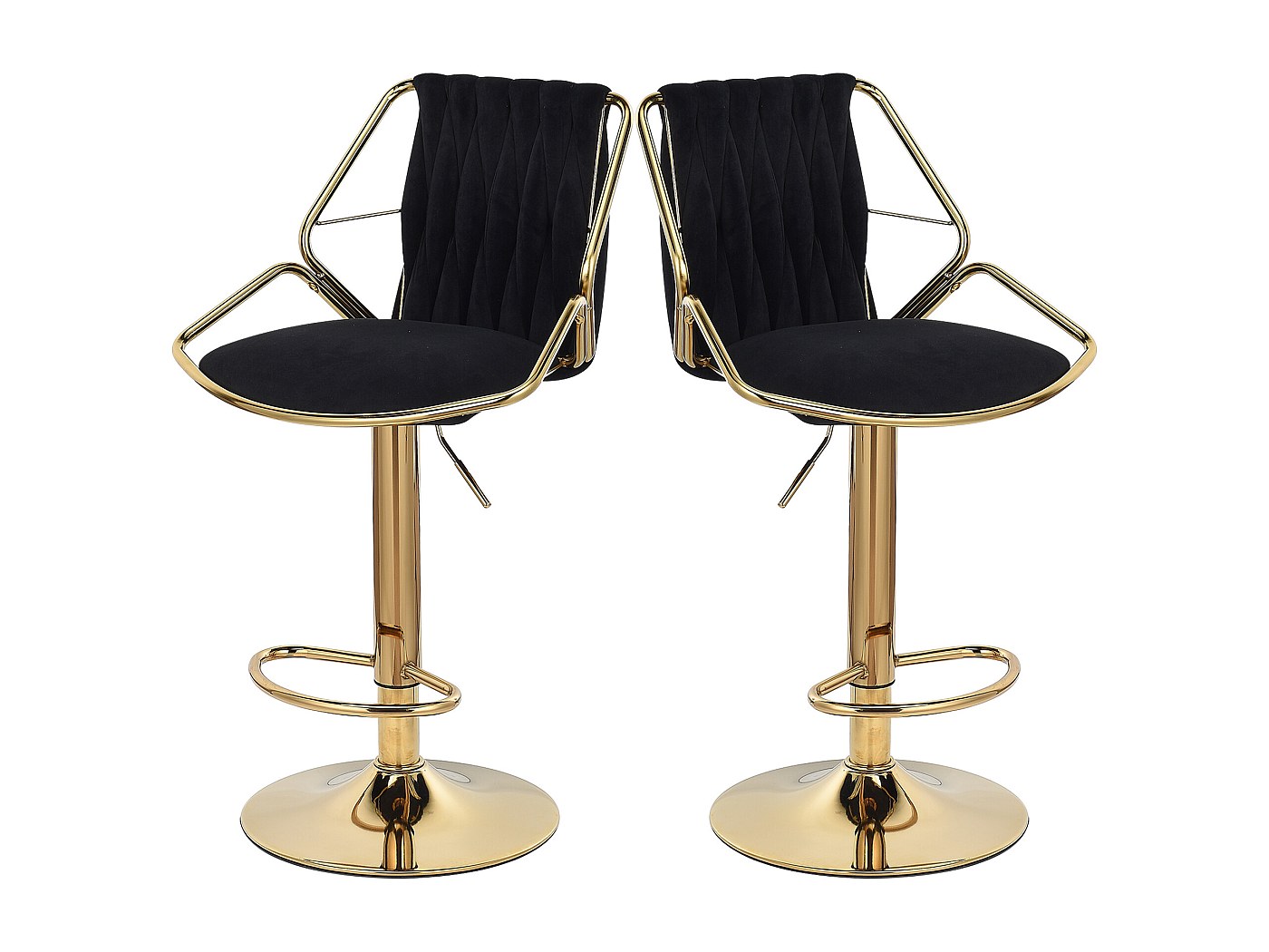 Lot de 2 tabourets de bar modernes en velours pivotants à 360 degrés réglables en hauteur Lot de 2 tabourets de bar modernes en velours pivotants à 360 degrés réglables en hauteur