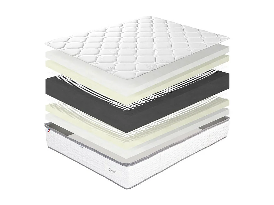 Matelas Iris (20 cm), mousse haute densité, ferme, face été/hiver,Couette et Oreiller, 160x200cm