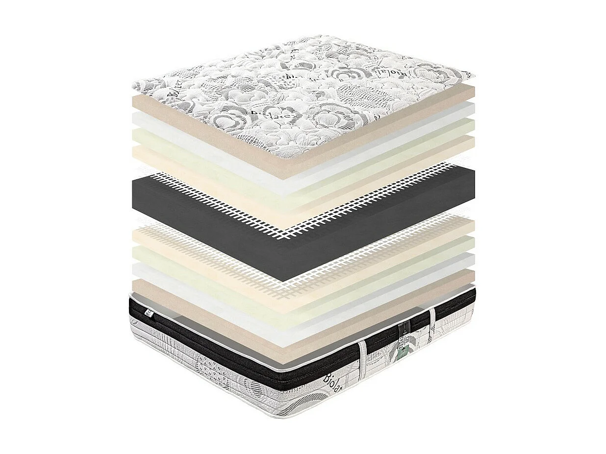 Matelas Sleeplux, 26cm, latex, ergonomique, face été/hiver, haute densité + Oreiller + couette, 90x190cm