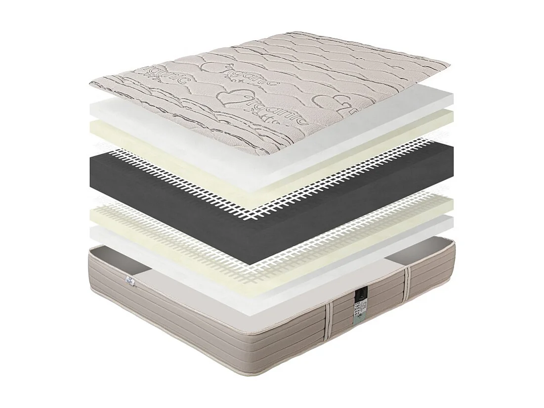 Matelas OrganicCotton, 24 cm, ferme, face été/hiver + 1 oreiller + couette, 180x200cm