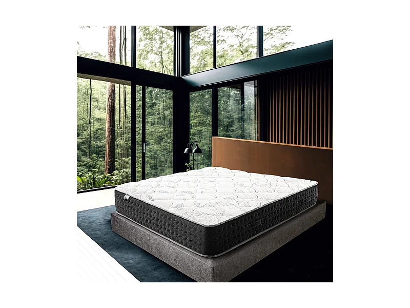 Matelas Sérénité (27 cm), ressorts ensachés, mousse haute densité, soutien très ferme, indépendance de couchage, double face, 90x190cm