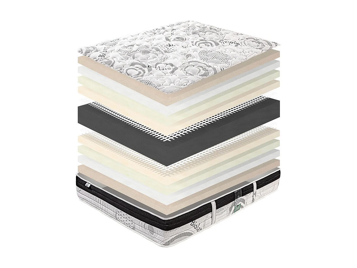 Matelas Sleeplux, 26cm, latex, ergonomique, face été/hiver, haute densité + Oreiller, 140x200cm