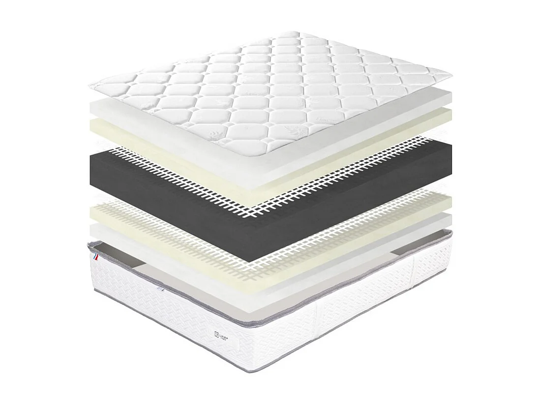 Matelas Iris (20 cm), mousse haute densité, ferme, face été/hiver,Couette et Oreiller, 140x200cm