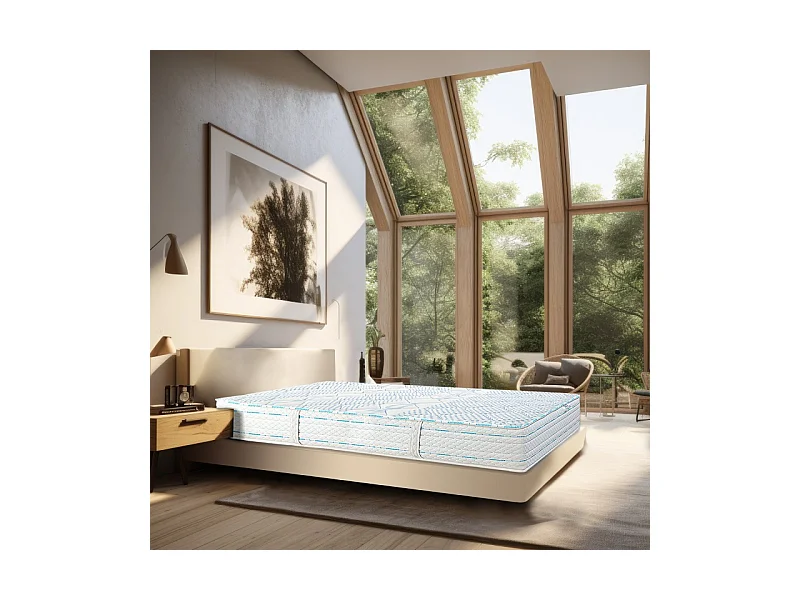 Matelas Powerlux, 24cm, mousse haute densité, ferme, indépendance du couchage, face été/hiver, 140x190cm