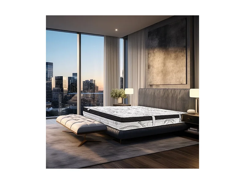 Matelas Sleeplux, 26cm, latex, mousse haute densité, ferme, indépendance du couchage, face été/hiver, 180x200cm