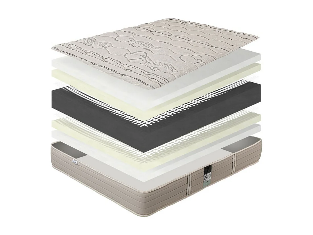 Matelas OrganicCotton, 24 cm, ferme, face été/hiver + 1 oreiller + couette, 140x200cm