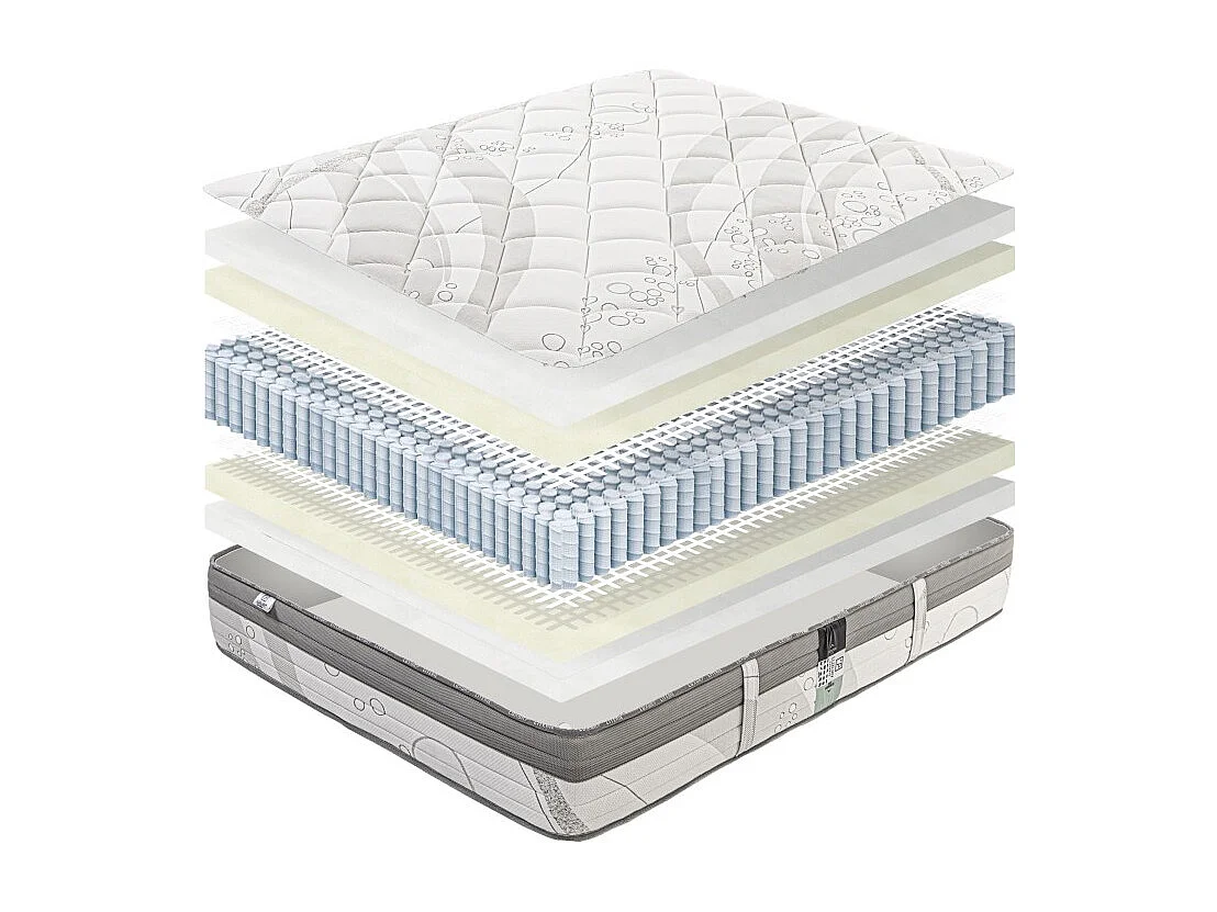 Matelas Relaxation, 26cm, Ressorts Ensachés, Mousse Haute Densité, ergonomique, Soutien ferme + Oreiller + Couette, 140x200cm