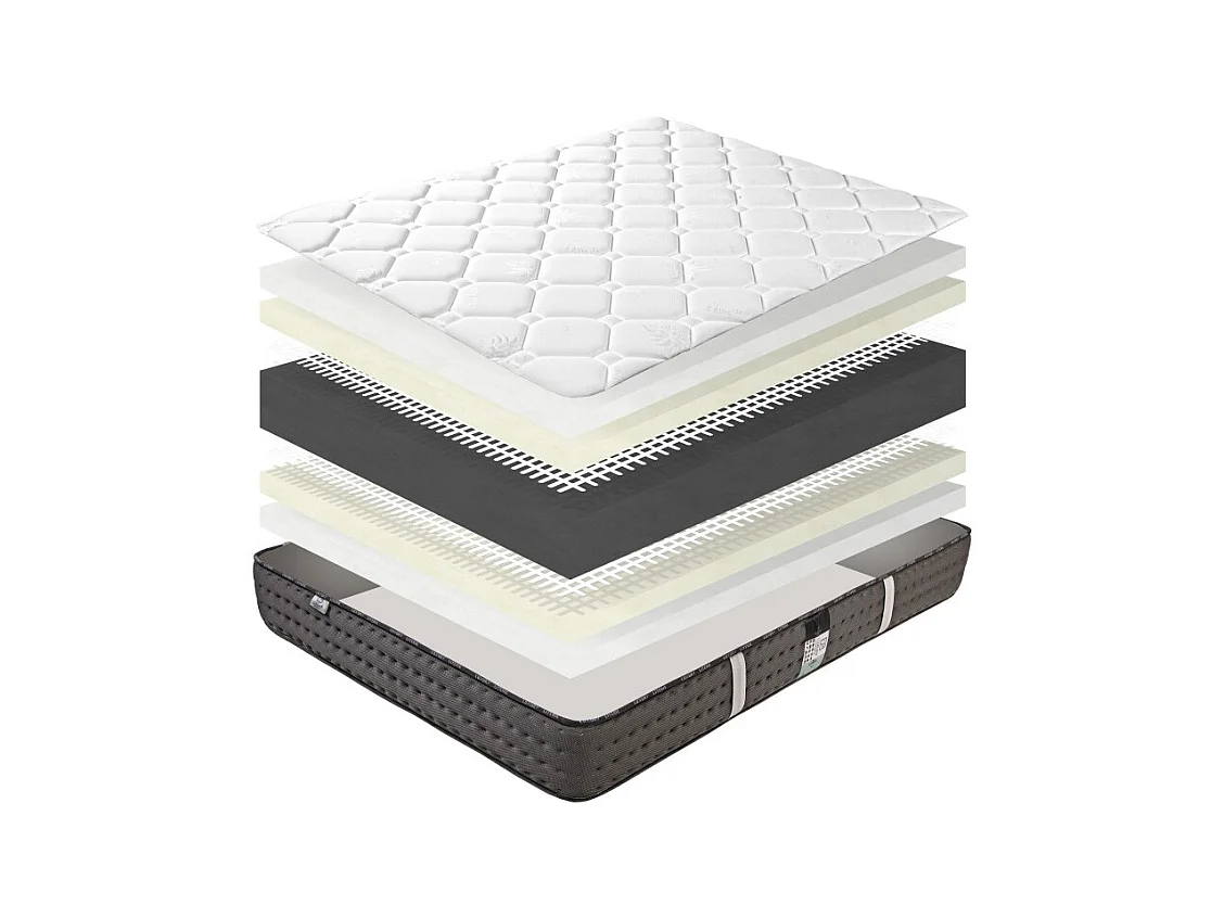 Matelas Zen (20 cm), Couette et Oreiller mousse haute densité, ferme, face été/hiver, 160x200cm
