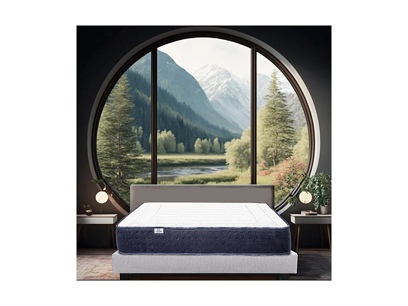 Matelas Nuage (24cm), mi-ferme, mousse haute densité, indépendance du couchage, face été/hiver, 180x200cm